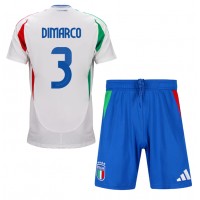 Fotbalové Dres Itálie Federico Dimarco #3 Dětské Venkovní ME 2024 Krátký Rukáv (+ trenýrky)